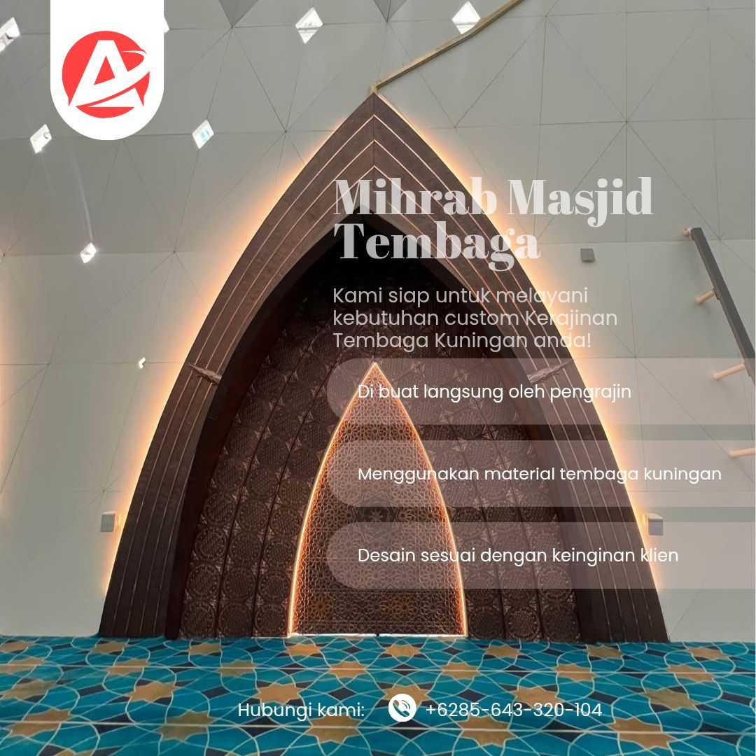Mihrab masjid kaligrafi tembaga