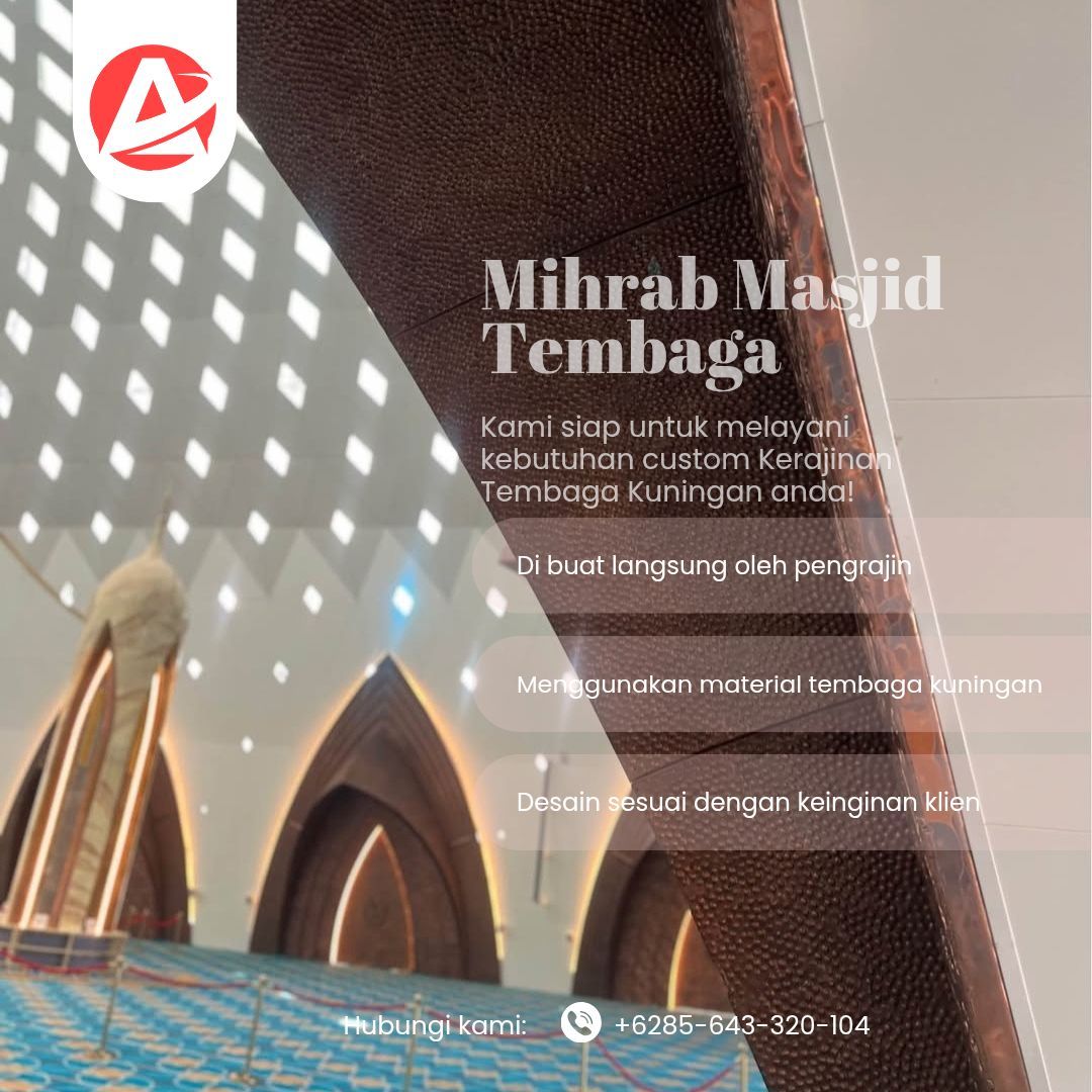 Jual Mihrab Ukir Kaligrafi Tembaga 904 - Ahli Pengrajin Tembaga - Gambar 2