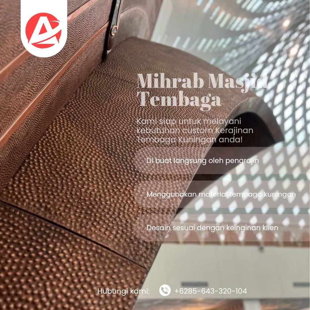 Jual Mihrab Ukir Kaligrafi Tembaga 904 - Ahli Pengrajin Tembaga - Gambar 3